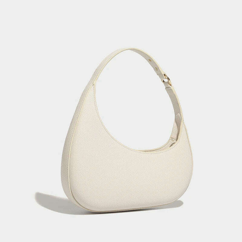 KIMLUD, Vintage Half Moon Bags For Women Luxury Designer Handbags And Purses 2024 New In PU Lychee texture Rivet Small Underarm Shoulder, beige / (20cm<Max Length<30cm), KIMLUD APPAREL - Womens Clothes