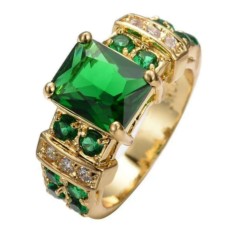 KIMLUD, Vintage Jewelry Rings for Men Gothic Stainless Steel Ring Gold Color Fidget Ring Mens Jewellery Indian Jewelry Anillo Hombre, AJZ598green / 6, KIMLUD APPAREL - Womens Clothes