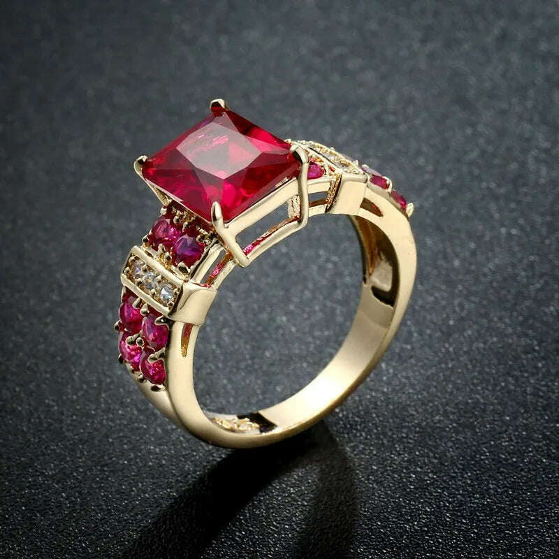 KIMLUD, Vintage Jewelry Rings for Men Gothic Stainless Steel Ring Gold Color Fidget Ring Mens Jewellery Indian Jewelry Anillo Hombre, AJZ598red / 6, KIMLUD APPAREL - Womens Clothes
