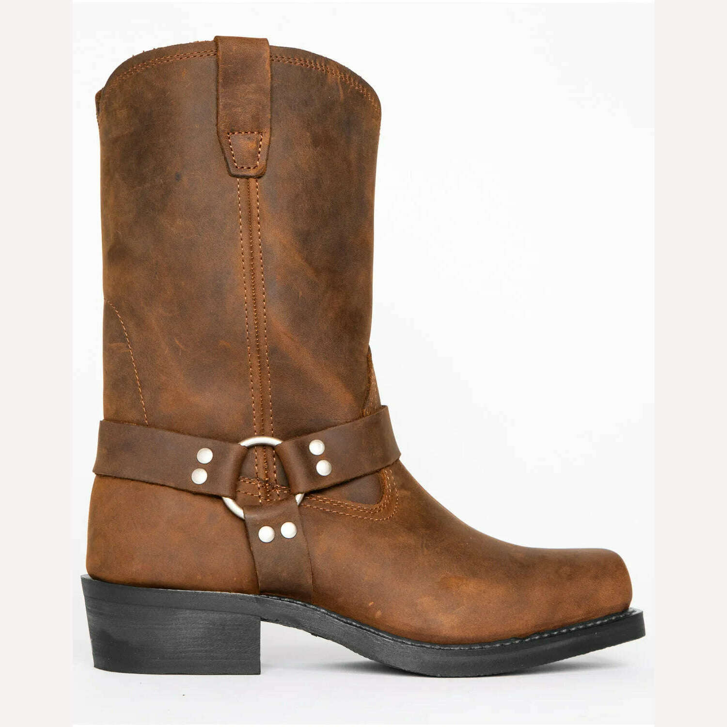 KIMLUD, Vintage Men's Cowboy Boots Belt Buckle Ring High Top Motorcycle Boots Men Shoes Fashion Square Toe Warm Boots, KIMLUD Womens Clothes