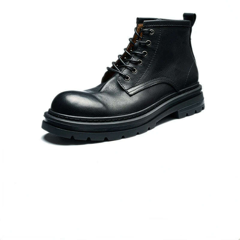 KIMLUD, Vintage Men's Genuine Leather Boots Luxury Brand Handmade 2023 Winter New Retro Designer Ankle Black Wedding Social Shoes Boots, B / 38, KIMLUD APPAREL - Womens Clothes