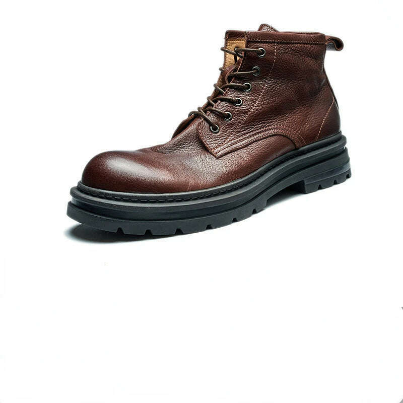KIMLUD, Vintage Men's Genuine Leather Boots Luxury Brand Handmade 2023 Winter New Retro Designer Ankle Black Wedding Social Shoes Boots, A / 38, KIMLUD APPAREL - Womens Clothes