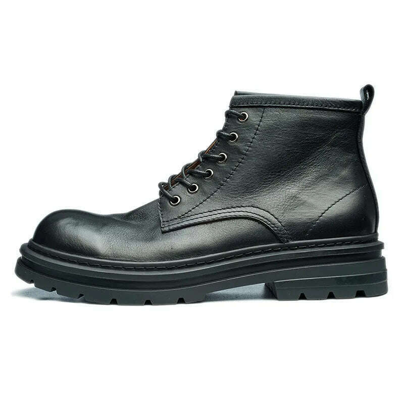 KIMLUD, Vintage Men's Genuine Leather Boots Luxury Brand Handmade 2023 Winter New Retro Designer Ankle Black Wedding Social Shoes Boots, KIMLUD Womens Clothes