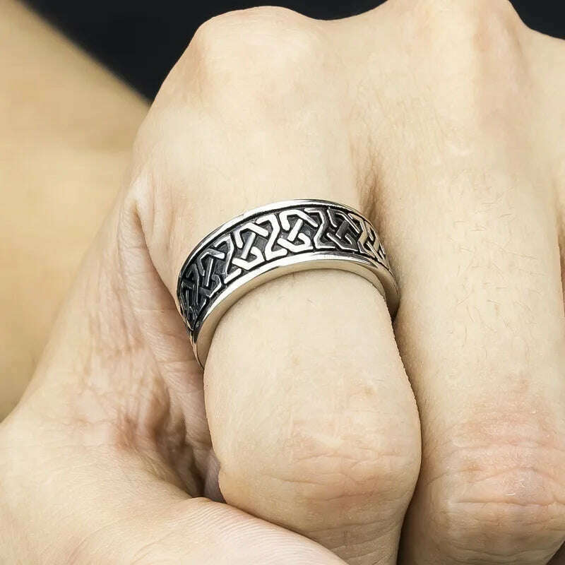 KIMLUD, Vintage Odin Norse Viking Amulet Rune Rings For Men Cool Stainless Steel Celtic Knot Ring Wedding Jewelry Valentine's Days Gifts, KIMLUD Womens Clothes