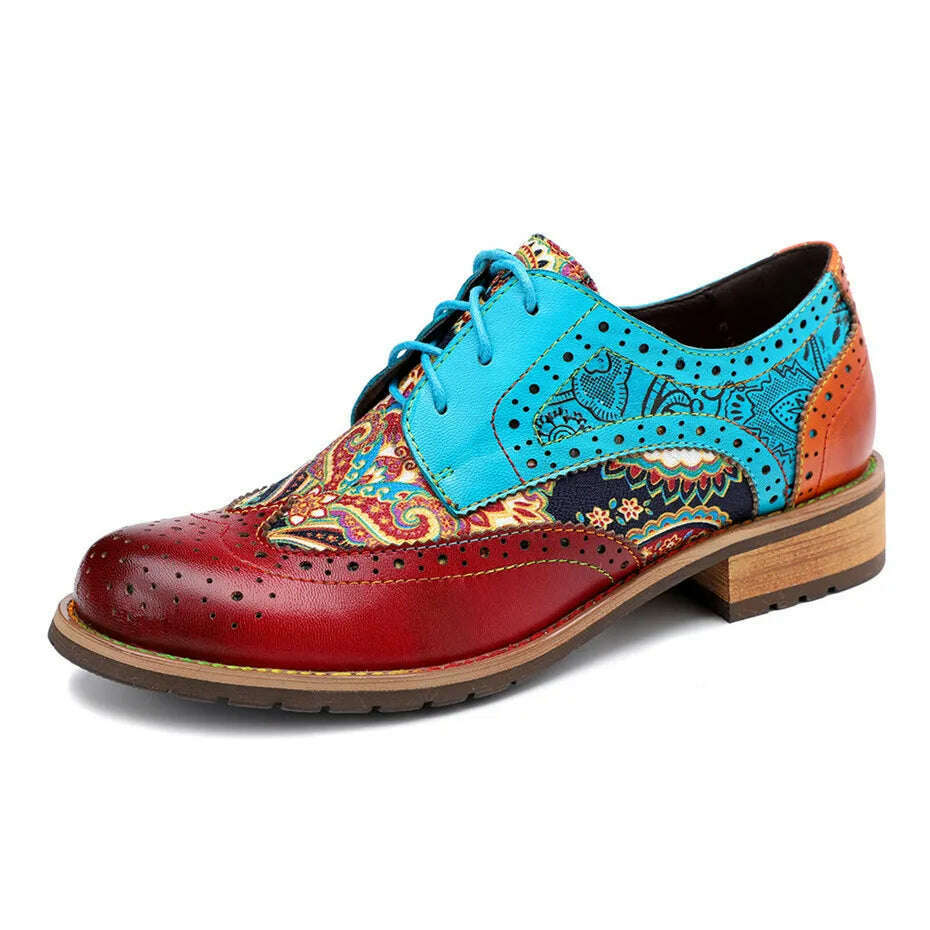 KIMLUD, Vintage Oxford Shoes For Women Genuine Leather Flat Heel Shoes Woman British Lace Up Brogues Flats Shoes Retro Chaussures Femme, KIMLUD Womens ClothesKIMLUD, Vintage Oxford Shoes For Women Genuine Leather Flat Heel Shoes Woman British Lace Up Brogues Flats Shoes Retro Chaussures Femme, V87 / 36, KIMLUD APPAREL - Womens Clothes