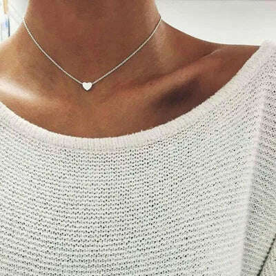 Vintage Pearl Choker Necklaces for Women Fashion Double layer Chain Small Love Heart Pendant Necklace Jewelry Gift Wholesale - KIMLUD