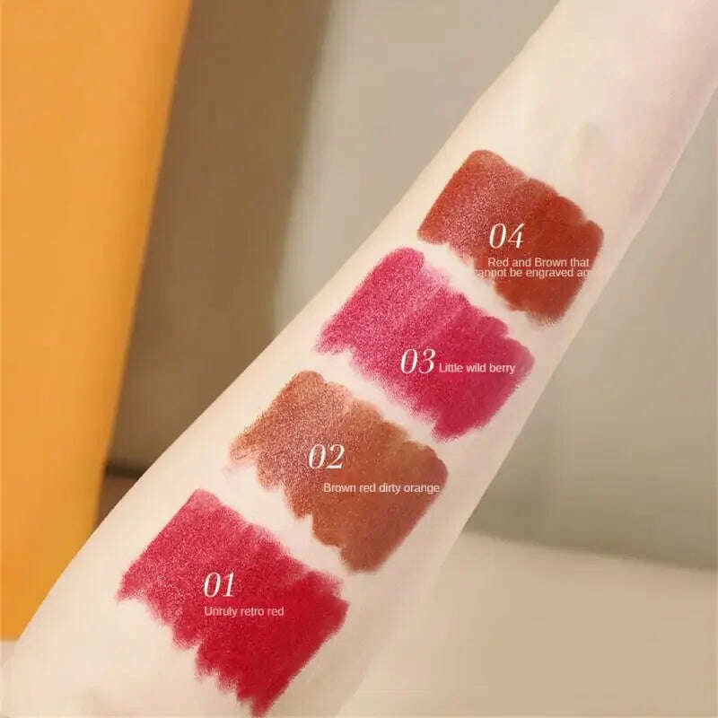 KIMLUD, Vintage Relief Matte Lipstick Long-lasting Non Stick Cup Nude Lip Beauty Makeup Smooth Waterproof Lipstick Gift Lipstick, KIMLUD Womens Clothes