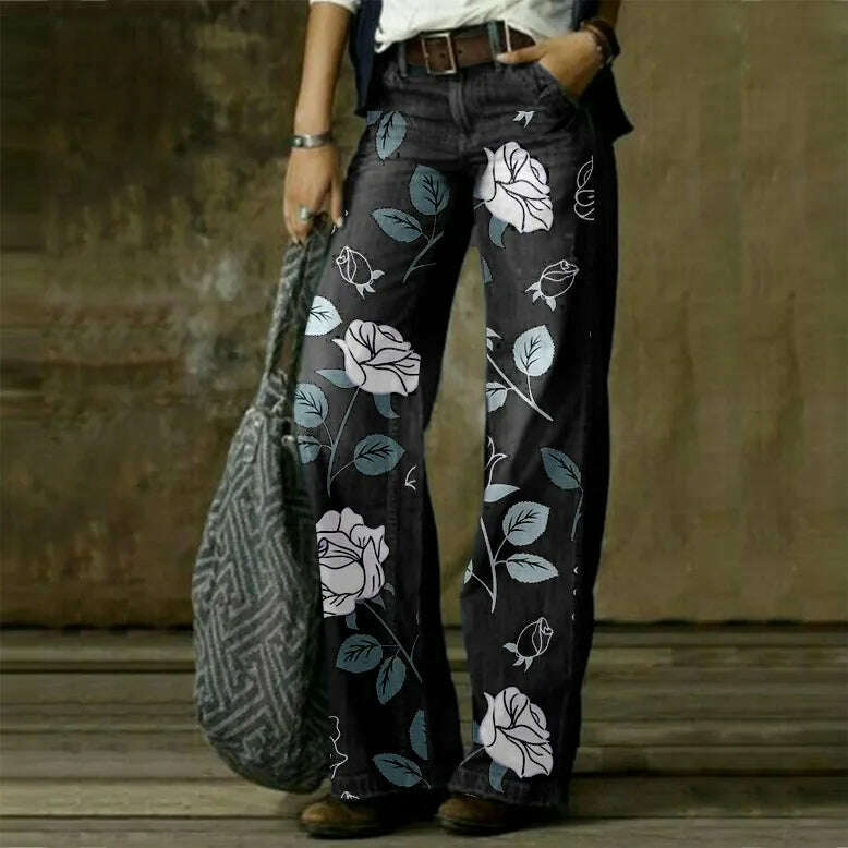 KIMLUD, Vintage Style Jeans Women Loose Wide Leg Trousers Fashion Harajuku Streetwear Straight Denim Pants, Dark Blue-MGH / S, KIMLUD APPAREL - Womens Clothes