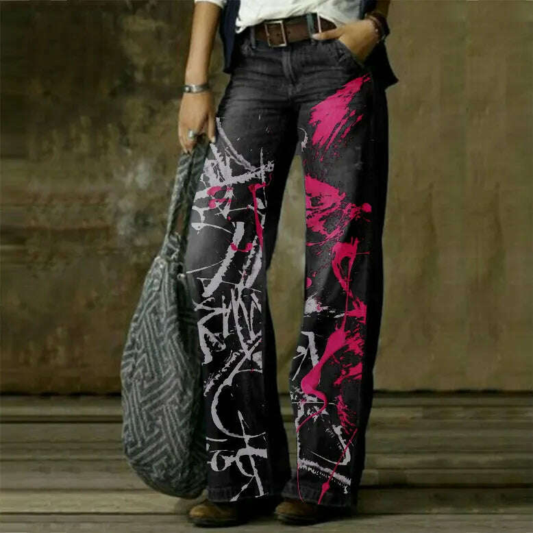 KIMLUD, Vintage Style Jeans Women Loose Wide Leg Trousers Fashion Harajuku Streetwear Straight Denim Pants, Black-HYH / S, KIMLUD APPAREL - Womens Clothes