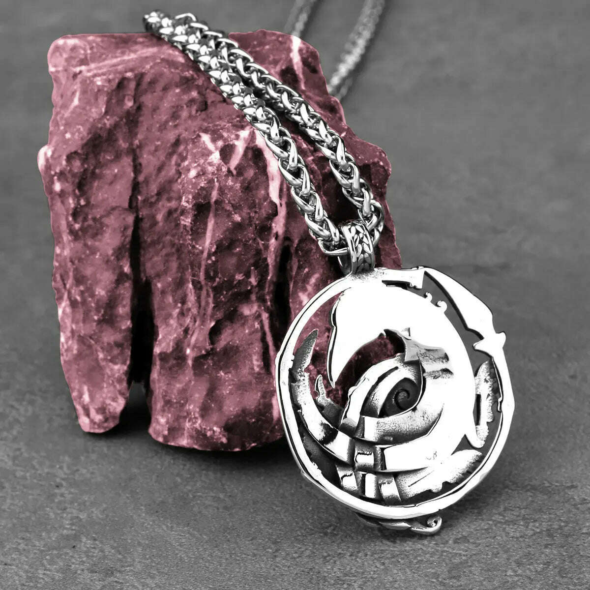 KIMLUD, Vintage Viking Crow Arrow Necklace Men Stainless Steel Norse Mythology Raven Rune Pendant Necklace Scandinavian Jewelry Gift, KIMLUD Womens Clothes