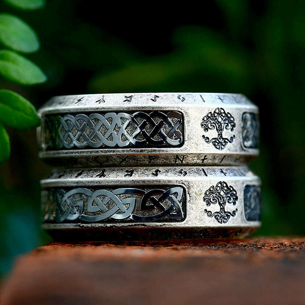 Vintage Viking Stainless Steel Tree Of Life Ring For Men Fashion Nordic Celtic Knot Ring Amulet Jewelry Gifts Dropshipping - KIMLUD