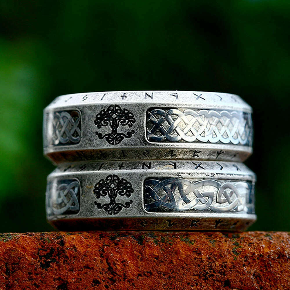 Vintage Viking Stainless Steel Tree Of Life Ring For Men Fashion Nordic Celtic Knot Ring Amulet Jewelry Gifts Dropshipping - KIMLUD