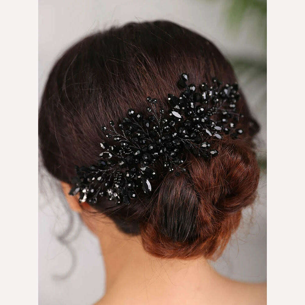 Vintage Wedding Headdress 6 Color Headpieces Rhinestone Hair Accessories Fashion Handmade Hair Comb Bridal Tiara Party For Women - KIMLUD