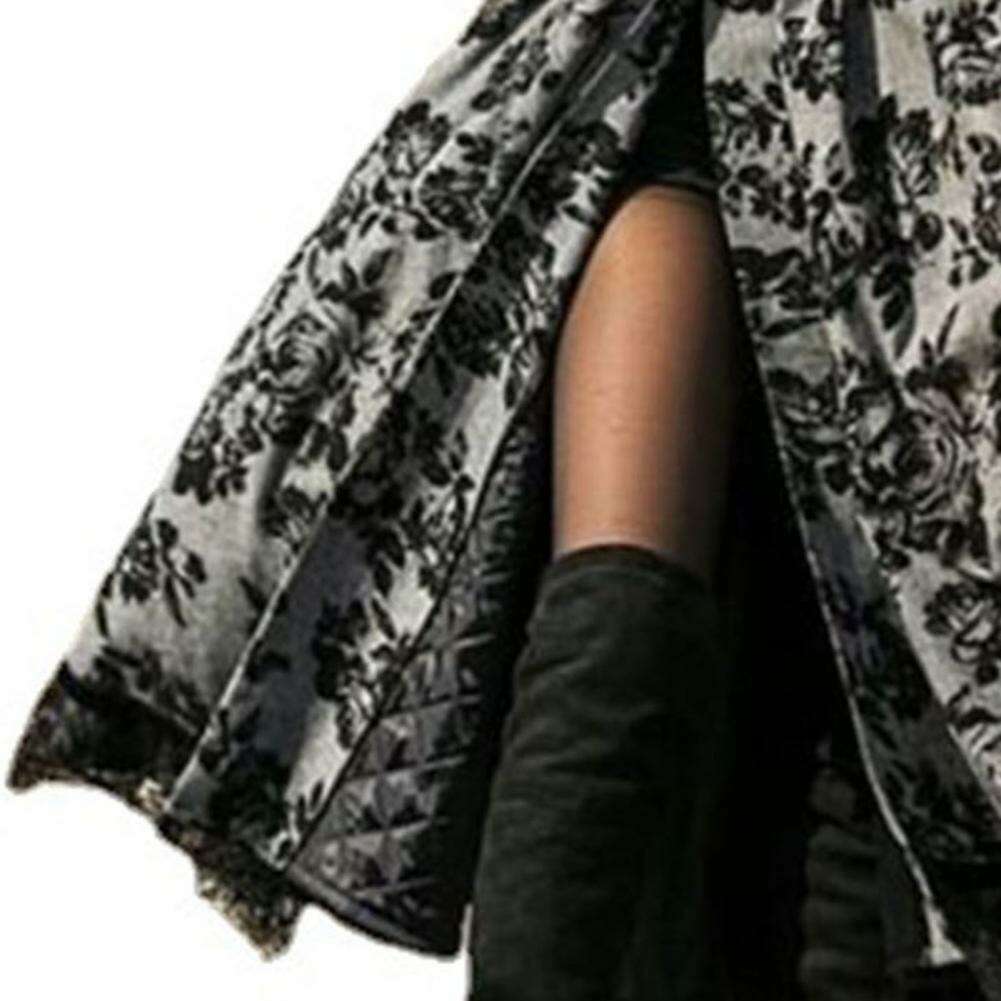 KIMLUD, Vintage Women's Dresses Fall Winter Lace Seamed Floral Print Dress Vintage Bodysuit Midi Dress Mid-Century Elegant Dress, KIMLUD Womens Clothes