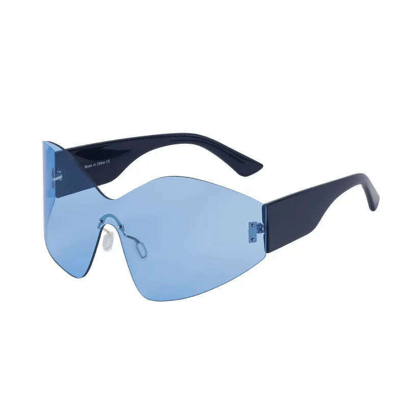 KIMLUD, Vintage Y2K Rimless One Piece Sunglasses Women For Men Fashion Luxury Brand Design Oversized Sun Glasses Trend Punk Sport Goggle, KIMLUD Womens Clothes