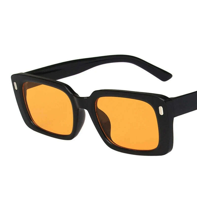 KIMLUD, Vintage Yellow Rectangle Sunglasses Women Fashion Design Rivet Sun Glasses For Ladies Classic Square Shades Eyewear UV400, KIMLUD Womens Clothes
