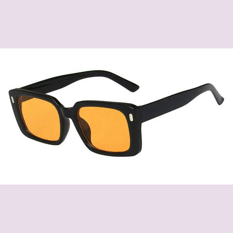 KIMLUD, Vintage Yellow Rectangle Sunglasses Women Fashion Design Rivet Sun Glasses For Ladies Classic Square Shades Eyewear UV400, Black Orange / other, KIMLUD APPAREL - Womens Clothes