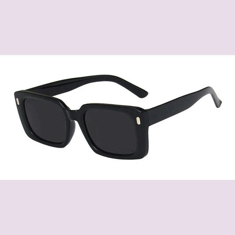 KIMLUD, Vintage Yellow Rectangle Sunglasses Women Fashion Design Rivet Sun Glasses For Ladies Classic Square Shades Eyewear UV400, Black Gray / other, KIMLUD APPAREL - Womens Clothes