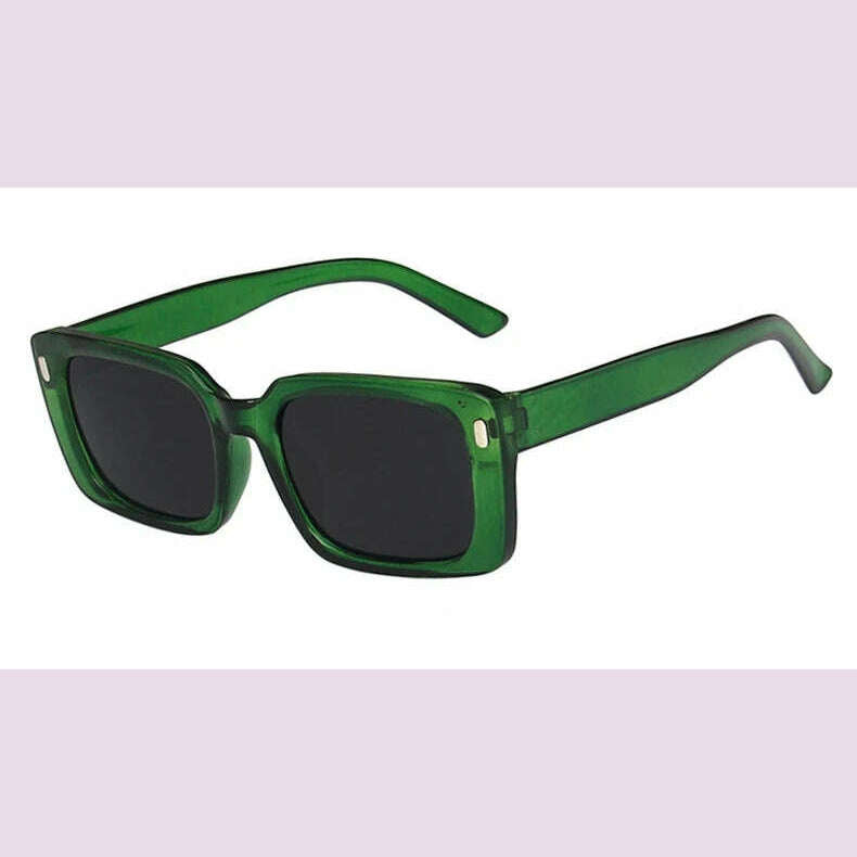 KIMLUD, Vintage Yellow Rectangle Sunglasses Women Fashion Design Rivet Sun Glasses For Ladies Classic Square Shades Eyewear UV400, Green Gray / other, KIMLUD APPAREL - Womens Clothes