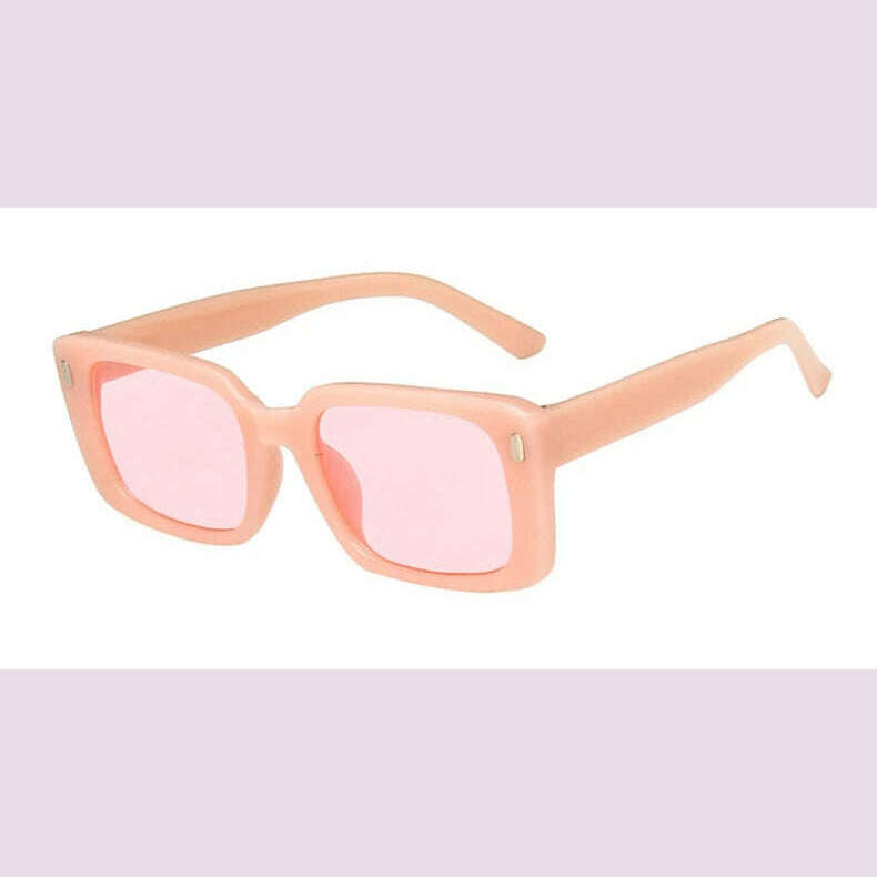 KIMLUD, Vintage Yellow Rectangle Sunglasses Women Fashion Design Rivet Sun Glasses For Ladies Classic Square Shades Eyewear UV400, Pink Pink / other, KIMLUD APPAREL - Womens Clothes