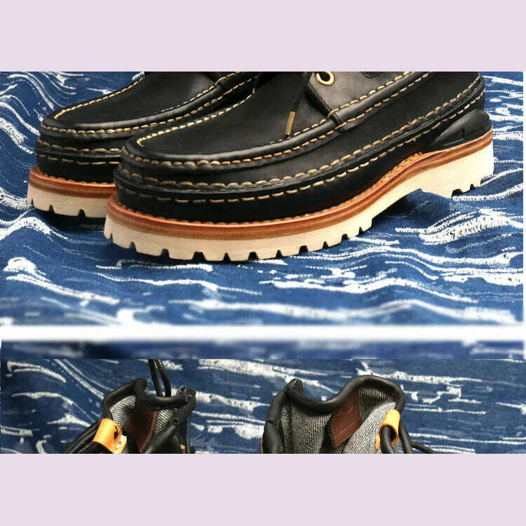 VISVIM Men's Outdoor Hiking Boots Vintage Men's Casual Leather Shoes Thick Sole Boots for Men Hiking Boots - KIMLUD