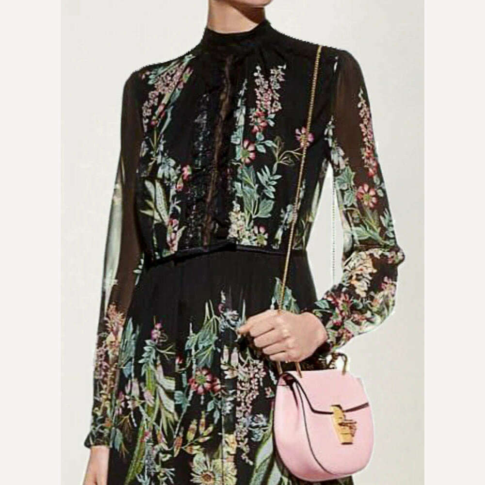 KIMLUD, VKBN Summer formal occasion Dresses Women Black Printing Lantern Sleeve High Waist Party Maxi Dress Female Elegant, KIMLUD Womens Clothes