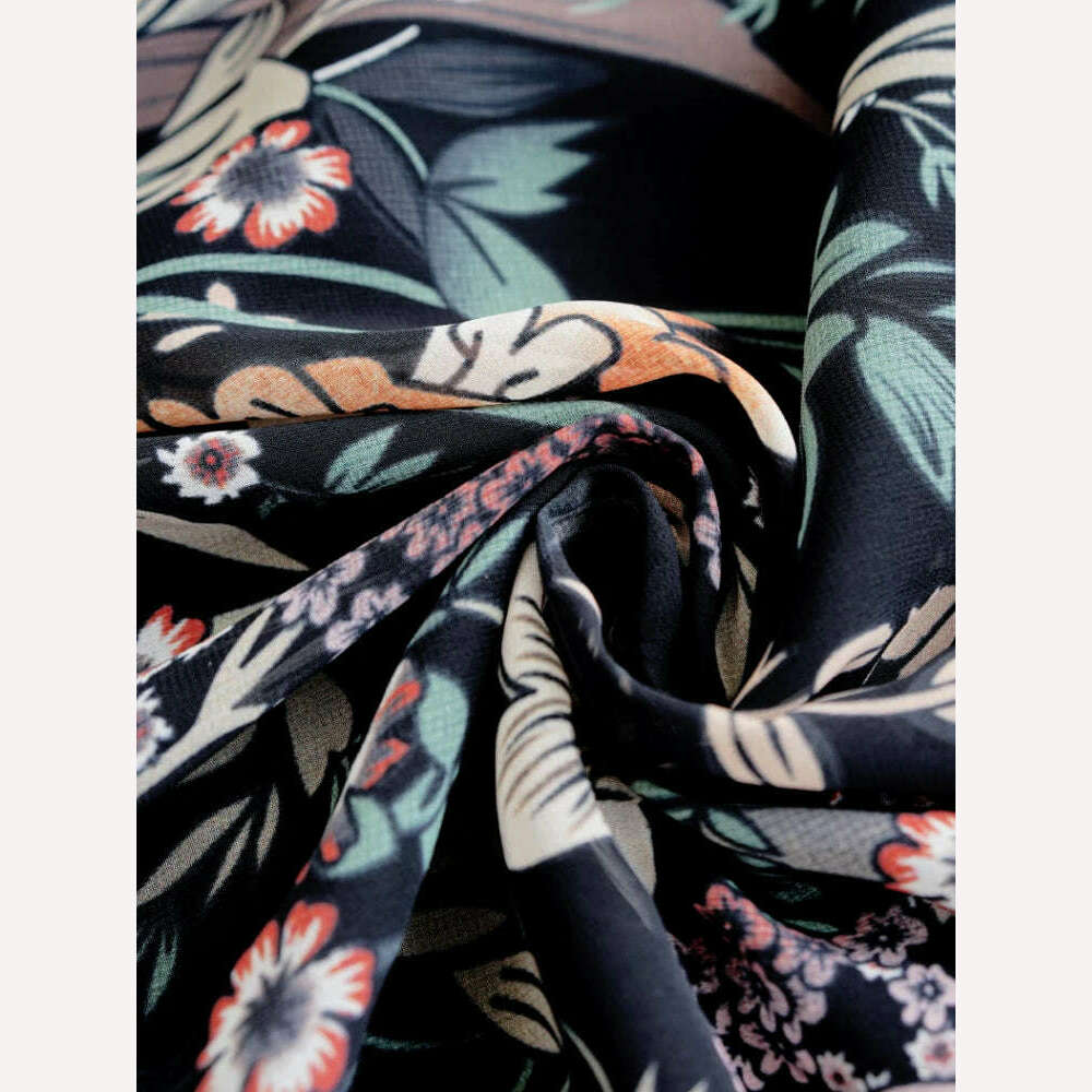 KIMLUD, VKBN Summer formal occasion Dresses Women Black Printing Lantern Sleeve High Waist Party Maxi Dress Female Elegant, KIMLUD Womens Clothes