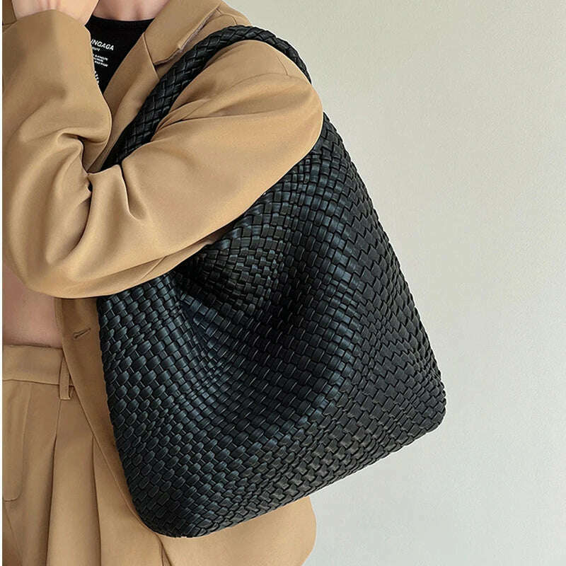 KIMLUD, WASUN 2022 Luxury Designer Woven Tote Bags For Women Shopping Bag New Style Fashion Large Capacity Shoulder Bag Casual Handbag, KIMLUD Womens Clothes