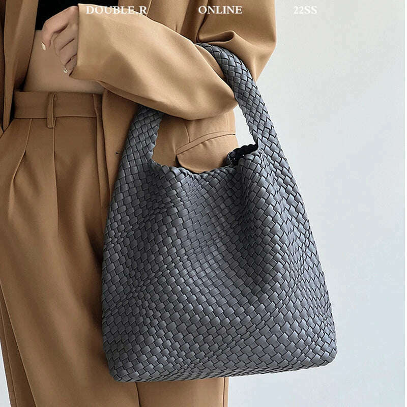 KIMLUD, WASUN 2022 Luxury Designer Woven Tote Bags For Women Shopping Bag New Style Fashion Large Capacity Shoulder Bag Casual Handbag, KIMLUD Womens Clothes