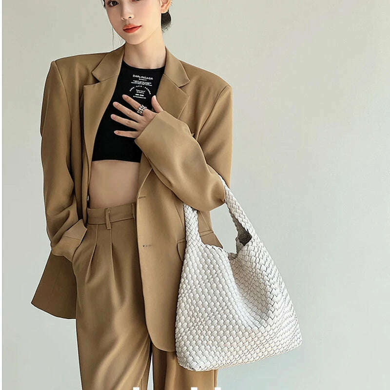 KIMLUD, WASUN 2022 Luxury Designer Woven Tote Bags For Women Shopping Bag New Style Fashion Large Capacity Shoulder Bag Casual Handbag, KIMLUD Womens Clothes