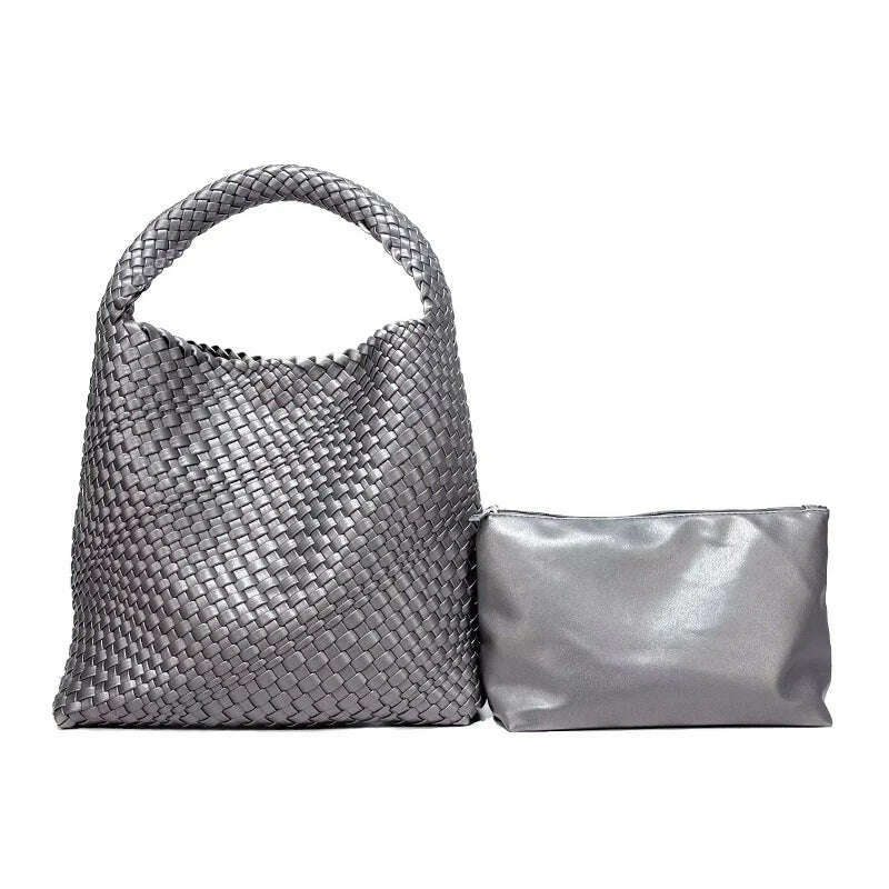 KIMLUD, WASUN 2022 Luxury Designer Woven Tote Bags For Women Shopping Bag New Style Fashion Large Capacity Shoulder Bag Casual Handbag, KIMLUD Womens Clothes