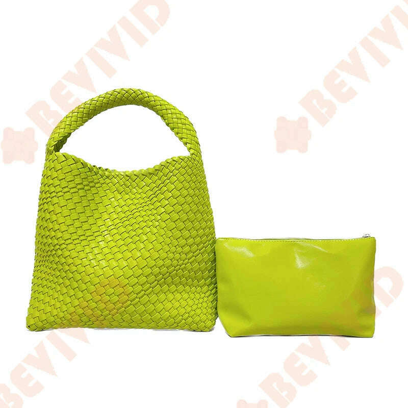 KIMLUD, WASUN 2022 Luxury Designer Woven Tote Bags For Women Shopping Bag New Style Fashion Large Capacity Shoulder Bag Casual Handbag, FRUIT GREEN, KIMLUD APPAREL - Womens Clothes