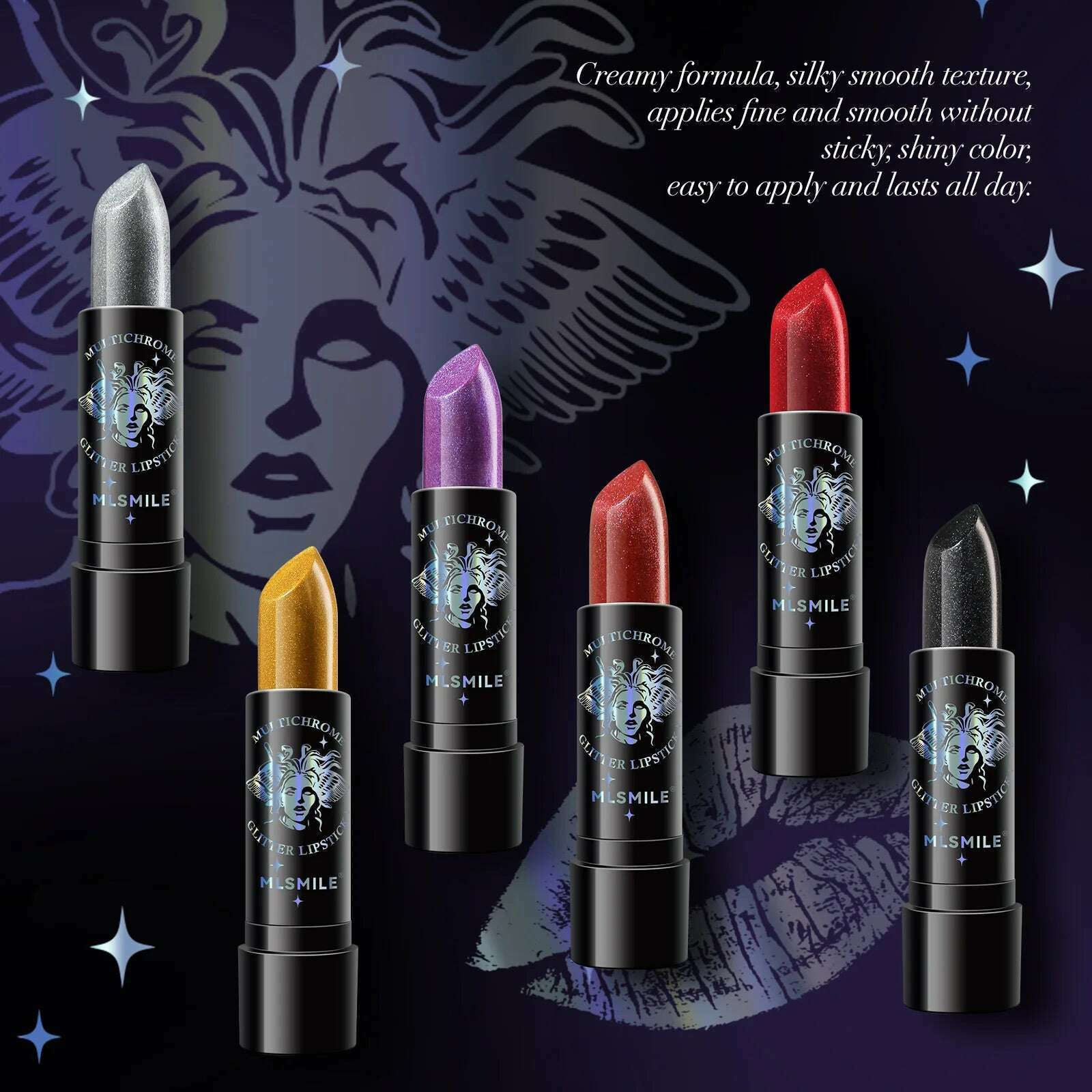 KIMLUD, Waterproof Glitter Matte Lipstick Long Lasting Color Rendering Non-stick Cup Velvet Shiny Lipsticks Silver Gold Sexy Lips Makeup, KIMLUD Womens Clothes