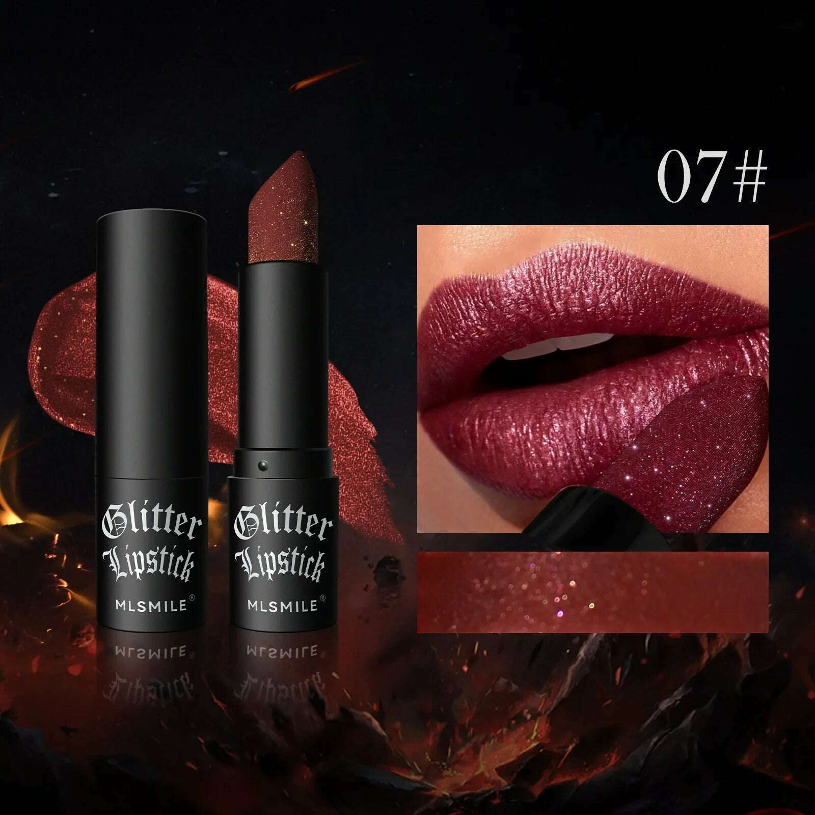 KIMLUD, Waterproof Glitter Matte Lipstick Long Lasting Color Rendering Non-stick Cup Velvet Shiny Lipsticks Silver Gold Sexy Lips Makeup, B07, KIMLUD Womens Clothes