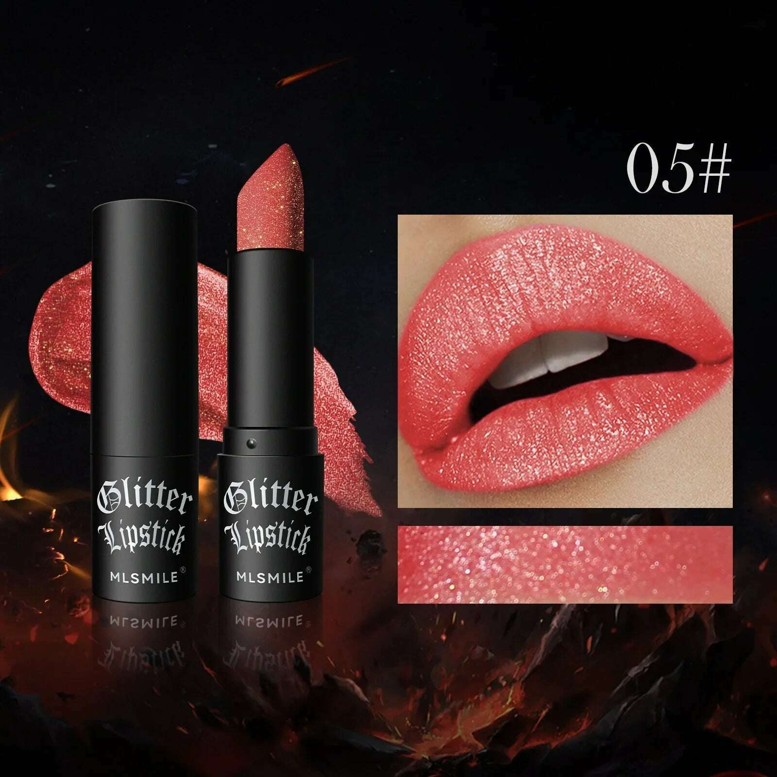 KIMLUD, Waterproof Glitter Matte Lipstick Long Lasting Color Rendering Non-stick Cup Velvet Shiny Lipsticks Silver Gold Sexy Lips Makeup, B05, KIMLUD Womens Clothes