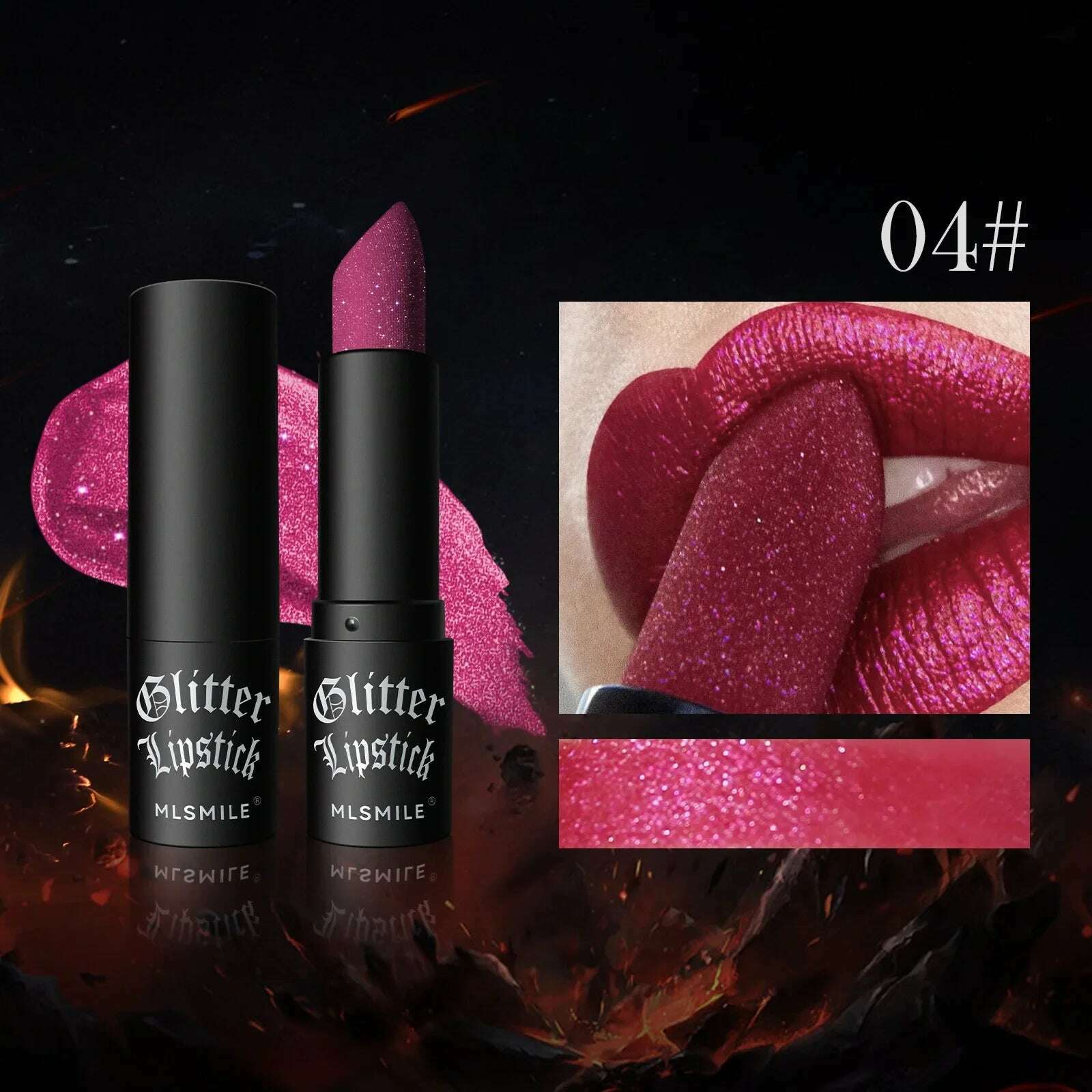 KIMLUD, Waterproof Glitter Matte Lipstick Long Lasting Color Rendering Non-stick Cup Velvet Shiny Lipsticks Silver Gold Sexy Lips Makeup, B04, KIMLUD APPAREL - Womens Clothes