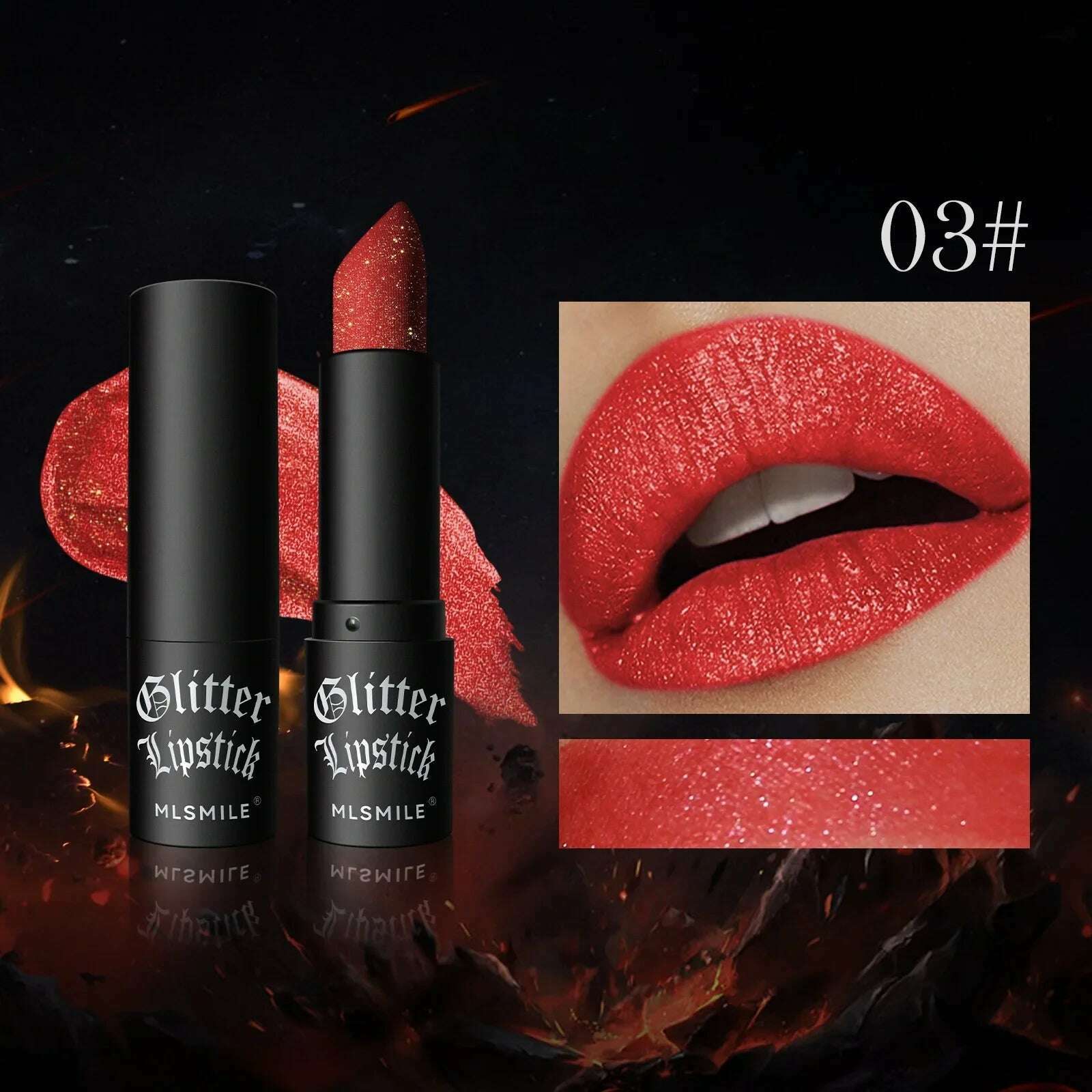 KIMLUD, Waterproof Glitter Matte Lipstick Long Lasting Color Rendering Non-stick Cup Velvet Shiny Lipsticks Silver Gold Sexy Lips Makeup, B03, KIMLUD Womens Clothes