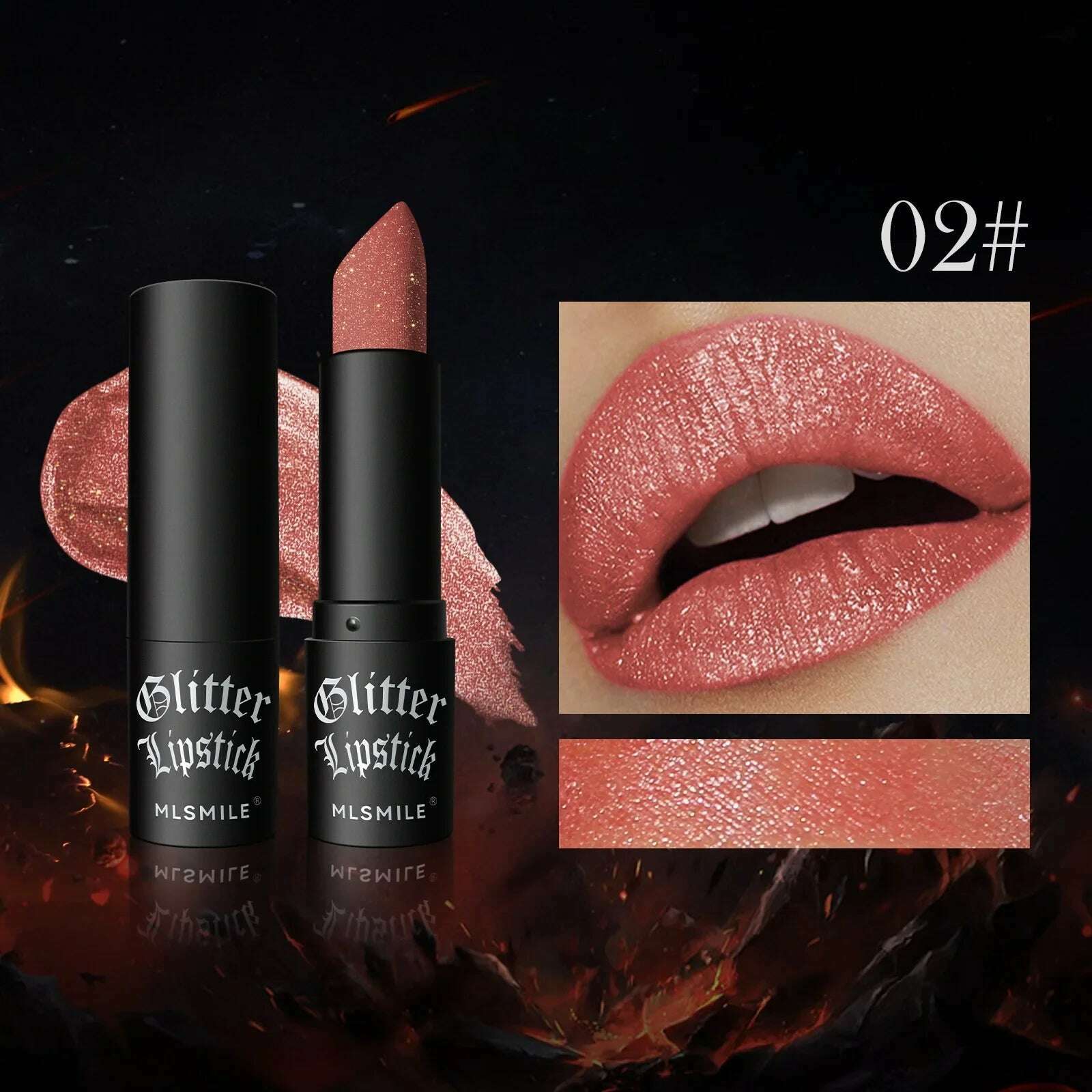 KIMLUD, Waterproof Glitter Matte Lipstick Long Lasting Color Rendering Non-stick Cup Velvet Shiny Lipsticks Silver Gold Sexy Lips Makeup, B02, KIMLUD APPAREL - Womens Clothes