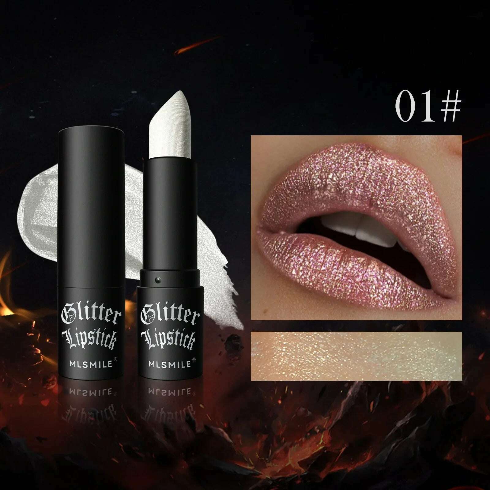 KIMLUD, Waterproof Glitter Matte Lipstick Long Lasting Color Rendering Non-stick Cup Velvet Shiny Lipsticks Silver Gold Sexy Lips Makeup, B01, KIMLUD Womens Clothes