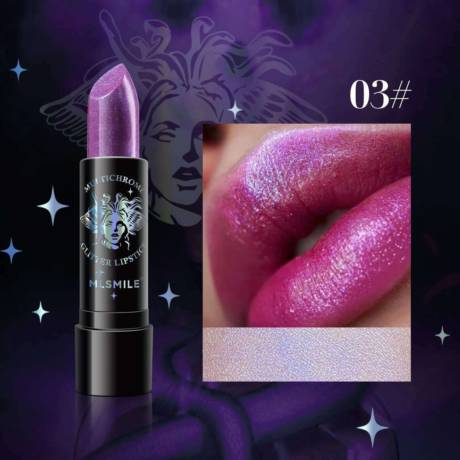 KIMLUD, Waterproof Glitter Matte Lipstick Long Lasting Color Rendering Non-stick Cup Velvet Shiny Lipsticks Silver Gold Sexy Lips Makeup, A03, KIMLUD APPAREL - Womens Clothes