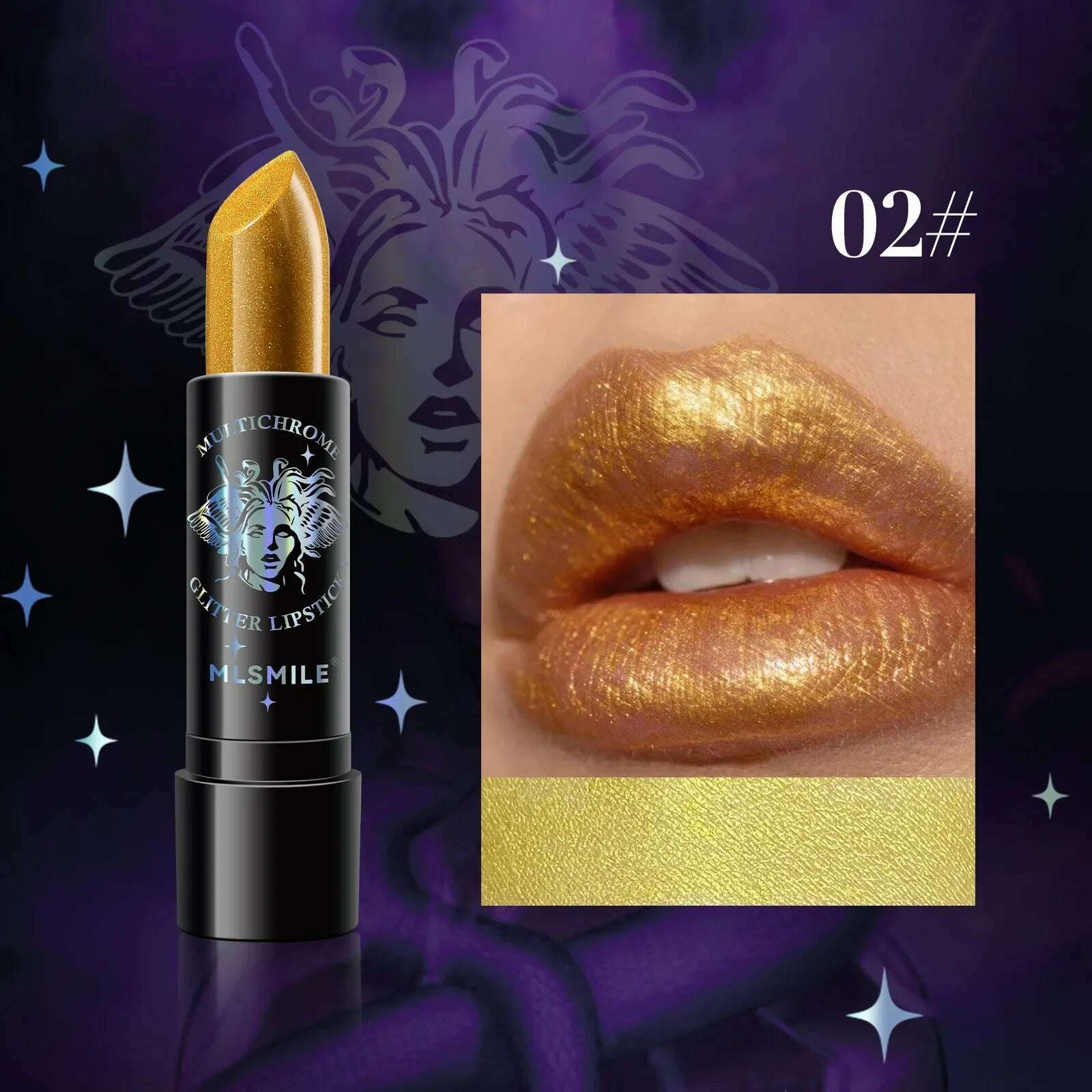 KIMLUD, Waterproof Glitter Matte Lipstick Long Lasting Color Rendering Non-stick Cup Velvet Shiny Lipsticks Silver Gold Sexy Lips Makeup, A02, KIMLUD APPAREL - Womens Clothes