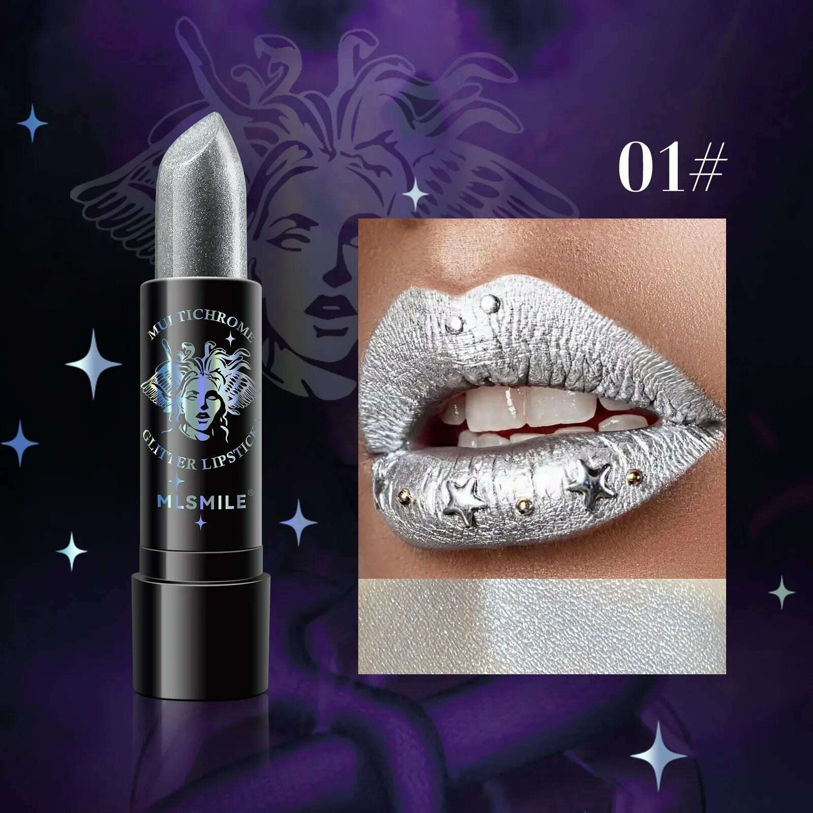 KIMLUD, Waterproof Glitter Matte Lipstick Long Lasting Color Rendering Non-stick Cup Velvet Shiny Lipsticks Silver Gold Sexy Lips Makeup, A01, KIMLUD APPAREL - Womens Clothes