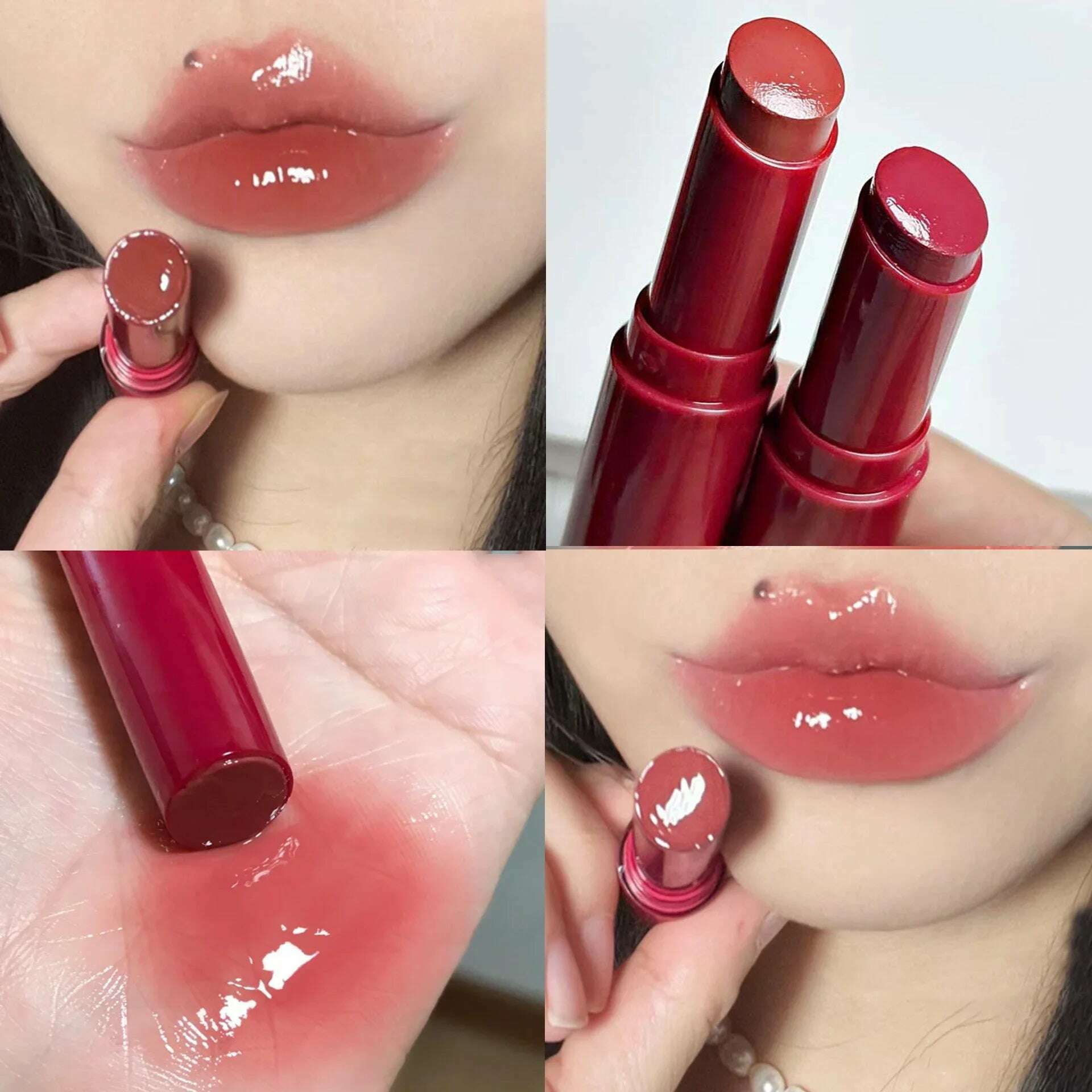 KIMLUD, Waterproof Jelly Solid Lipstick Pen Mirror Watergloss Lip Glaze Moisturizing Sexy Lip Plumper Long-lasting Lips Makeup Cosmetic, KIMLUD Womens Clothes