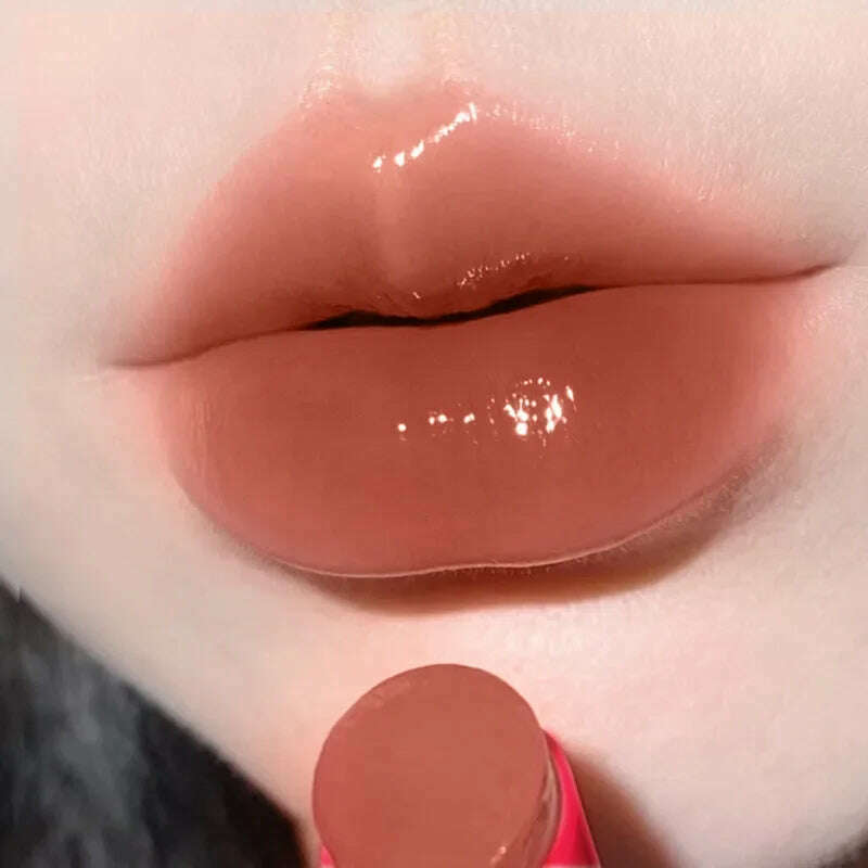 Waterproof Jelly Solid Lipstick Pen Mirror Watergloss Lip Glaze Moisturizing Sexy Lip Plumper Long-lasting Lips Makeup Cosmetic - KIMLUD