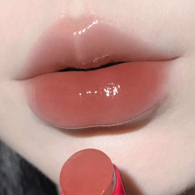 Waterproof Jelly Solid Lipstick Pen Mirror Watergloss Lip Glaze Moisturizing Sexy Lip Plumper Long-lasting Lips Makeup Cosmetic - KIMLUD