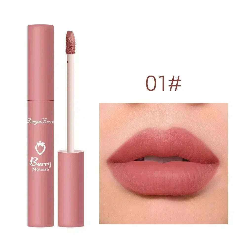 KIMLUD, Waterproof Liquid Lipstick 12 Colors Matte Nude Lip Gloss Brown Pigment Dark Red Lasting Velvet Lipstick Women Makeup Lip Glaze, 01, KIMLUD Womens Clothes