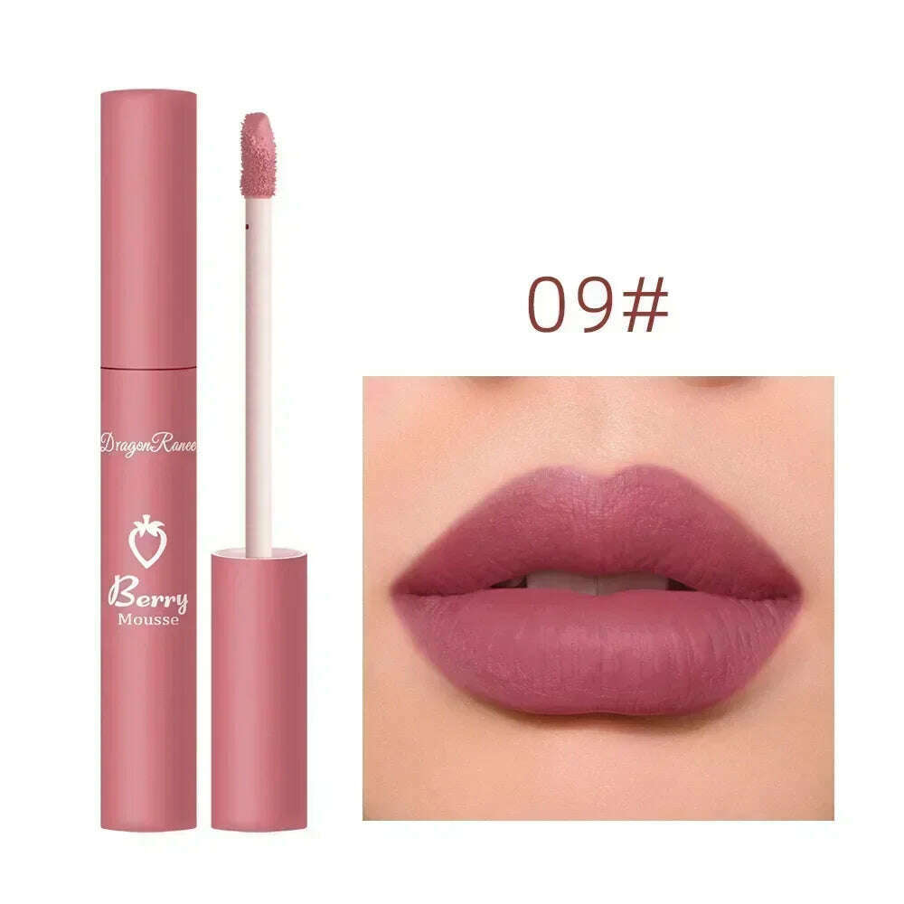 KIMLUD, Waterproof Liquid Lipstick 12 Colors Matte Nude Lip Gloss Brown Pigment Dark Red Lasting Velvet Lipstick Women Makeup Lip Glaze, 09, KIMLUD Womens Clothes