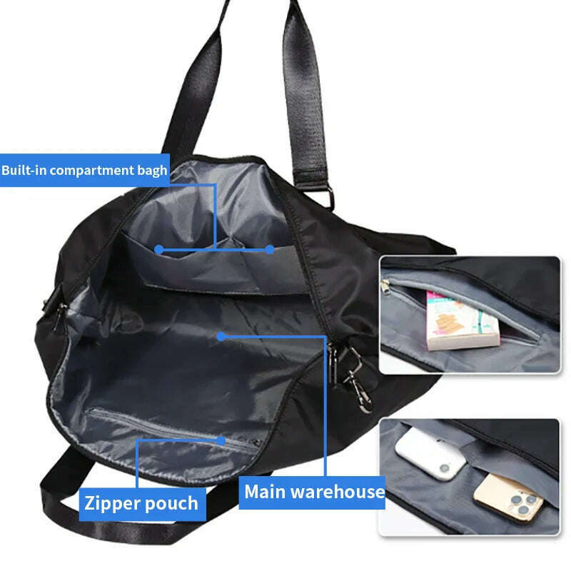 KIMLUD, Waterproof Oxford Black Travel Handbag Backpack Storage Men Business Boston Bag Large Capacity Sport Men Fitness Shoulder Bags, KIMLUD Womens Clothes