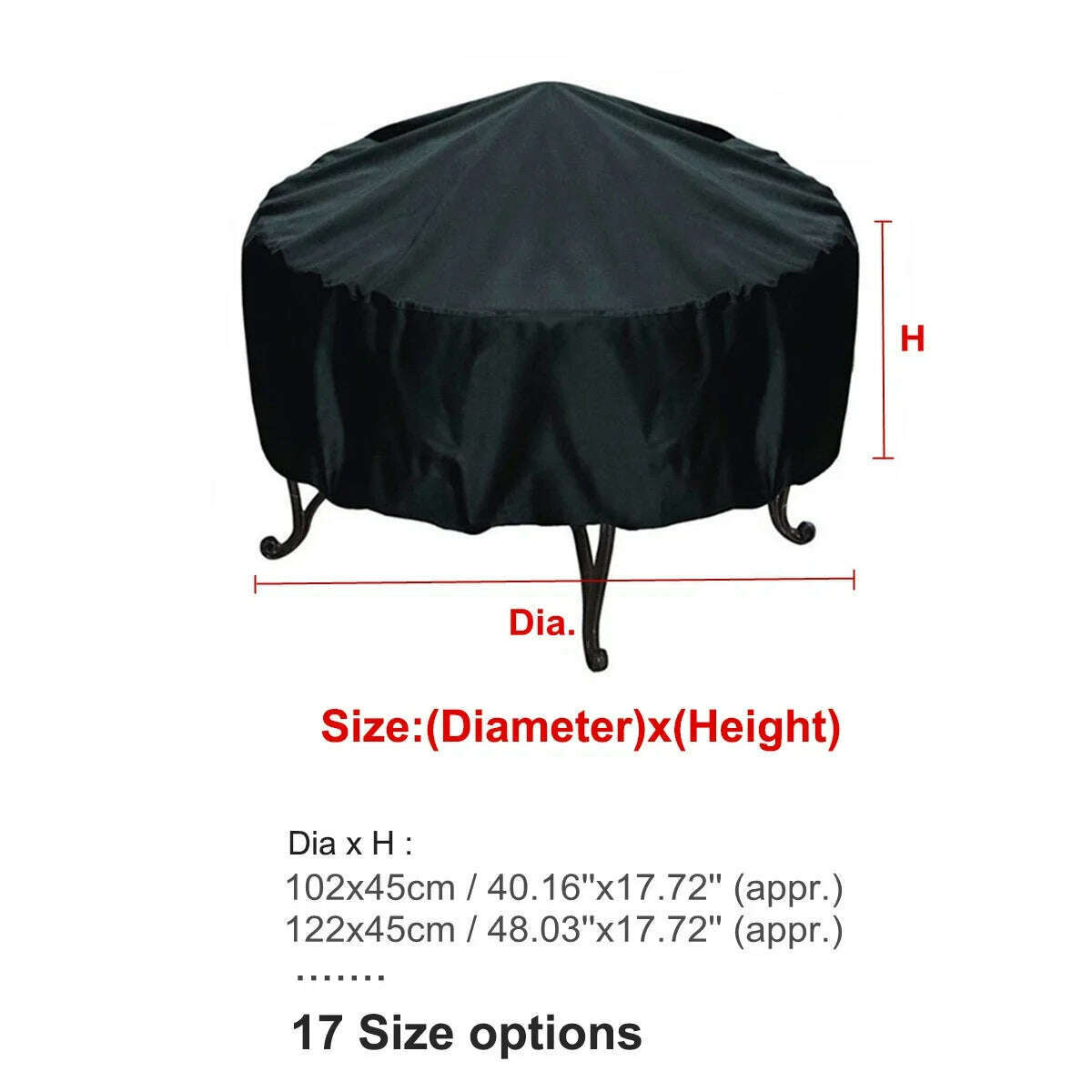 KIMLUD, Waterproof Patio Fire Pit Cover Black UV Protector Grill BBQ Shelter Outdoor Garden Yard Round BBQ Cover Canopy Furniture Covers, KIMLUD Womens Clothes