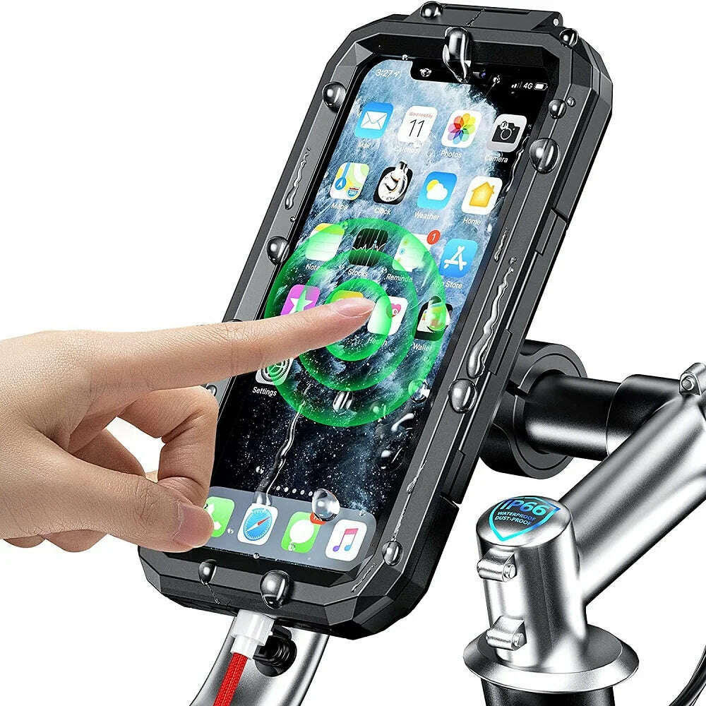 KIMLUD, Waterproof Phone Case Bike Motorcycle Handlebar Rear View Mirror 3 to 6.8" Cellphone Mount Bag Motorbike Scooter Phone Stand, KIMLUD Womens Clothes